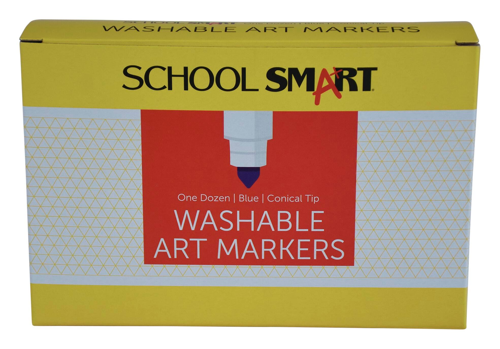 School Smart Washable Art Markers, Conical Tip, Blue, Pack of 12 2002981